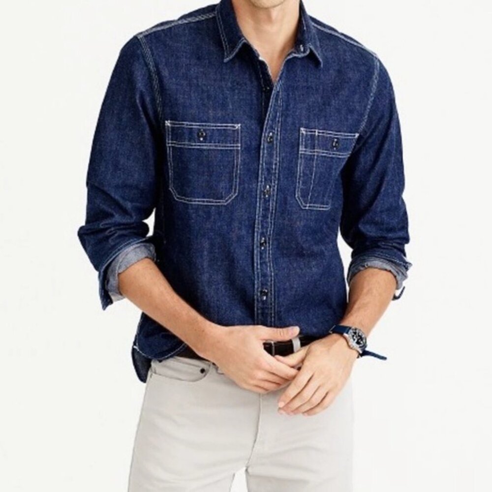 Wallace and Barnes x J. Crew Selvedge Denim Button Down Shirt Sz M